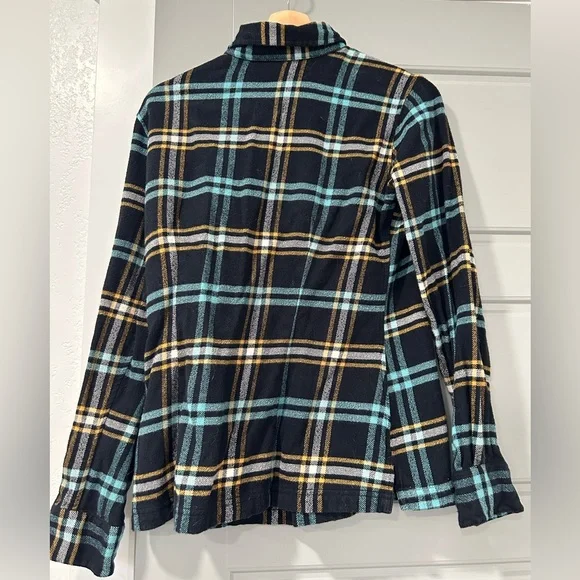 Patagonia Fjord Flannel black, yellow and turquoise plaid - Picture 3 of 4